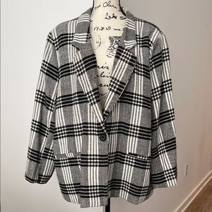 Plaid Black and White Women's Blazer